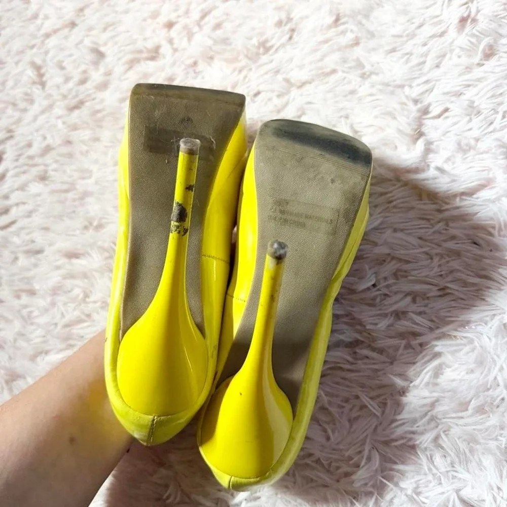 Y2K Yellow Vivid Platform Clubbing Heels Womens 7 Jersey Shore Trashy Snooki